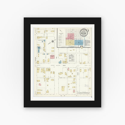 Old map wall art mockup — black gallery frame with white mat — Sanborn Fire Insurance Map from Milford, Pike County, Pennsylvania (1912), Sheet #0001