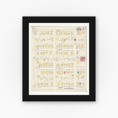 Old map wall art mockup — black gallery frame with white mat — Sanborn Fire Insurance Map from Willard, Huron County, Ohio (1922), Sheet #0002