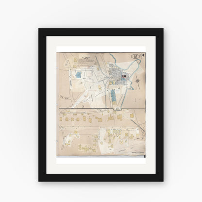 Old map wall art mockup — black gallery frame with white mat — Sanborn Fire Insurance Map from Hilo, Hawaii County, Hawaii (1957), Sheet #0031