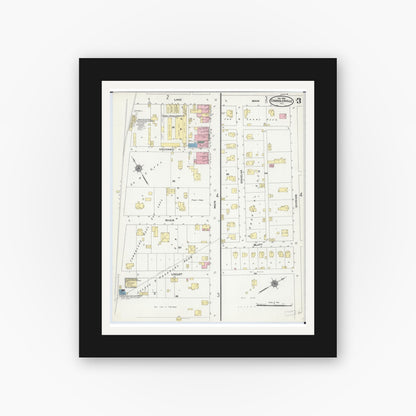 Old map wall art mockup — black gallery frame with white mat — Sanborn Fire Insurance Map from Chandlerville, Cass County, Illinois (1909), Sheet #0003