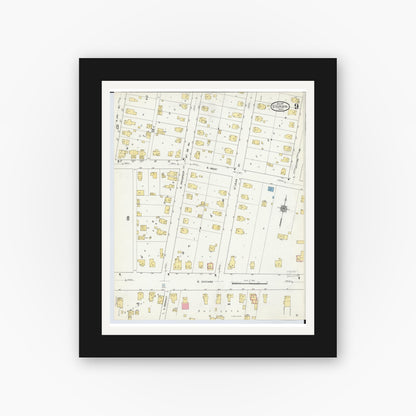 Old map wall art mockup — black gallery frame with white mat — Sanborn Fire Insurance Map from Sturgis, Saint Joseph County, Michigan (1911), Sheet #0009