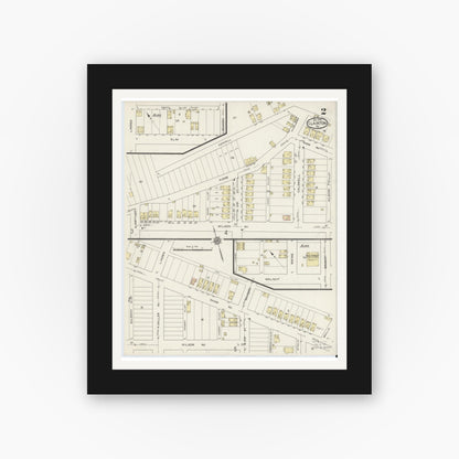 Old map wall art mockup — black gallery frame with white mat — Sanborn Fire Insurance Map from Clairton, Allegheny County, Pennsylvania (1915), Sheet #0002