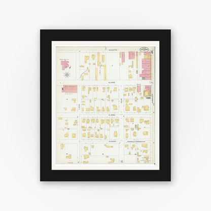 Old map wall art mockup — black gallery frame with white mat — Sanborn Fire Insurance Map from Sherman, Grayson County, Texas (1902), Sheet #0004