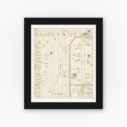 Old map wall art mockup — black gallery frame with white mat — Sanborn Fire Insurance Map from Norwalk, Huron County, Ohio (1922), Sheet #0021