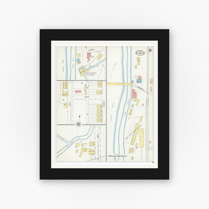 Old map wall art mockup — black gallery frame with white mat — Sanborn Fire Insurance Map from Alliance, Northampton County, Pennsylvania (1904), Sheet #0009