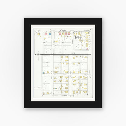 Old map wall art mockup — black gallery frame with white mat — Sanborn Fire Insurance Map from New Carlisle, Clarke County, Ohio (1926), Sheet #0003