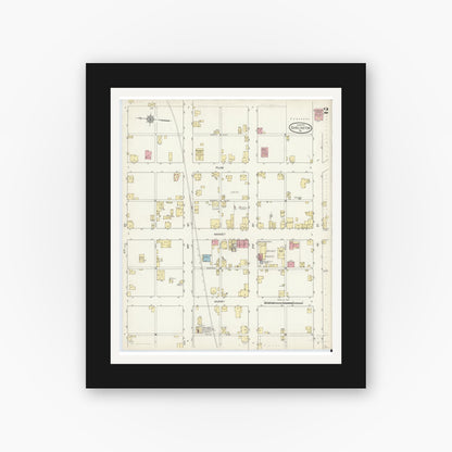 Old map wall art mockup — black gallery frame with white mat — Sanborn Fire Insurance Map from Darlington, Beaver County, Pennsylvania (1912), Sheet #0002