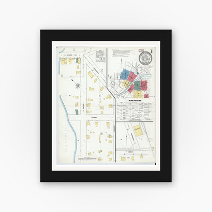 Old map wall art mockup — black gallery frame with white mat — Sanborn Fire Insurance Map from Vassar, Tuscola County, Michigan (1909) - Complete Map Set