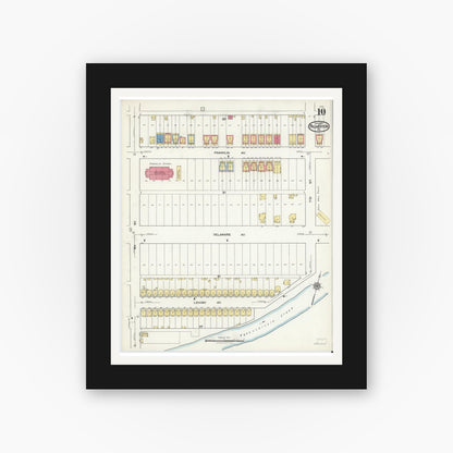 Old map wall art mockup — black gallery frame with white mat — Sanborn Fire Insurance Map from Palmerton, Carbon County, Pennsylvania (1921), Sheet #0010