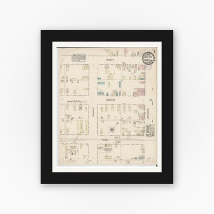 Old map wall art mockup — black gallery frame with white mat — Sanborn Fire Insurance Map from Perrysburg, Wood County, Ohio (1884) - Complete Map Set