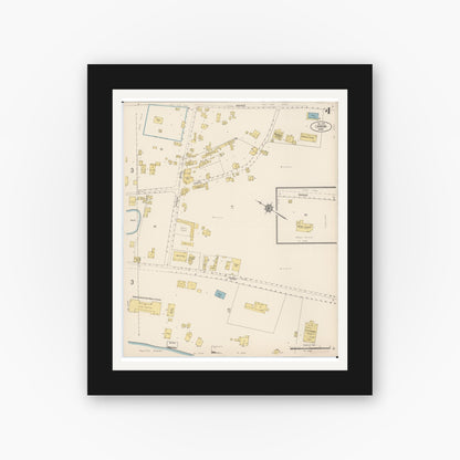Old map wall art mockup — black gallery frame with white mat — Sanborn Fire Insurance Map from Lahaina, Maui County, Hawaii (1914), Sheet #0004