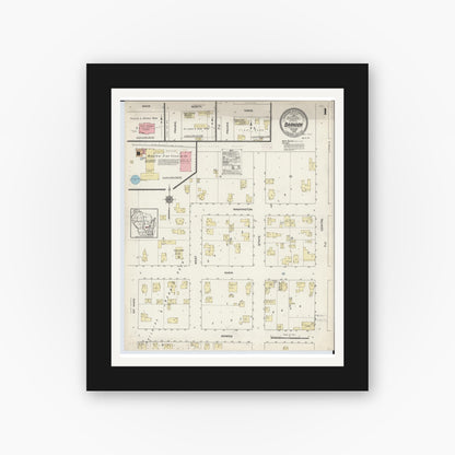 Old map wall art mockup — black gallery frame with white mat — Sanborn Fire Insurance Map from Brandon, Fond du Lac County, Wisconsin (1914) - Complete Map Set