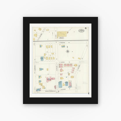 Old map wall art mockup — black gallery frame with white mat — Sanborn Fire Insurance Map from Lansdowne, Delaware County, Pennsylvania (1908), Sheet #0006