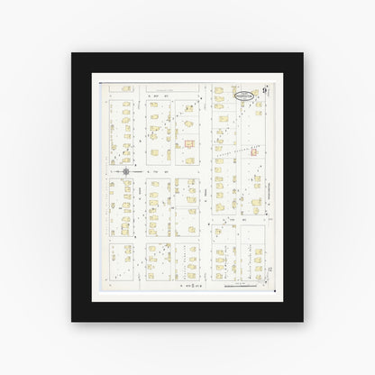 Old map wall art mockup — black gallery frame with white mat — Sanborn Fire Insurance Map from Hoopeston, Vermilion County, Illinois (1913), Sheet #0009