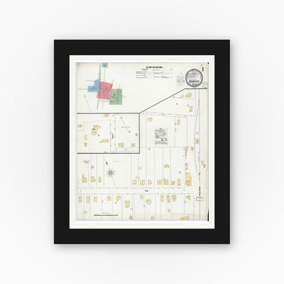 Old map wall art mockup — black gallery frame with white mat — Sanborn Fire Insurance Map from Barnegat, Ocean County, New Jersey (1900) - Complete Map Set
