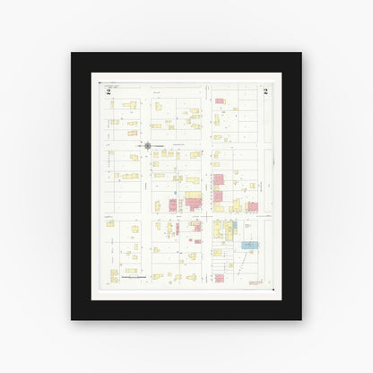 Old map wall art mockup — black gallery frame with white mat — Sanborn Fire Insurance Map from Lexington, Sanilac County, Michigan (1940), Sheet #0002