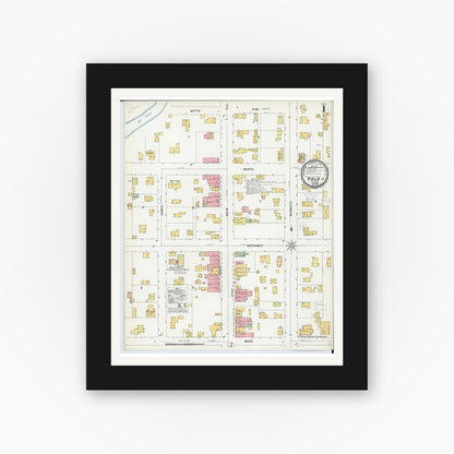 Old map wall art mockup — black gallery frame with white mat — Sanborn Fire Insurance Map from Yale, Saint Clair County, Michigan (1900) - Complete Map Set