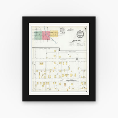 Old map wall art mockup — black gallery frame with white mat — Sanborn Fire Insurance Map from Brockway, Jefferson County, Pennsylvania (1899) - Complete Map Set