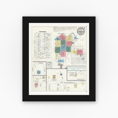 Old map wall art mockup — black gallery frame with white mat — Sanborn Fire Insurance Map from Brownwood, Brown County, Texas (1909) - Complete Map Set