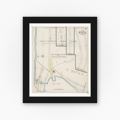 Old map wall art mockup — black gallery frame with white mat — Sanborn Fire Insurance Map from Northern Pacific Junction, Carlton County, Minnesota (1885), Sheet #0003