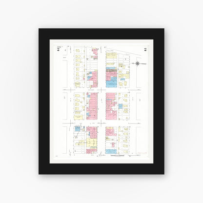 Old map wall art mockup — black gallery frame with white mat — Sanborn Fire Insurance Map from Griswold, Cass County, Iowa (1948), Sheet #0002