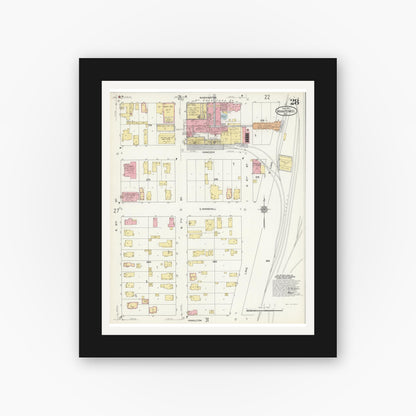 Old map wall art mockup — black gallery frame with white mat — Sanborn Fire Insurance Map from Manitowoc, Manitowoc County, Wisconsin (1912), Sheet #0028
