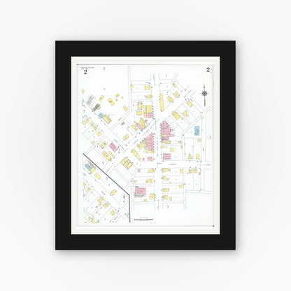Old map wall art mockup — black gallery frame with white mat — Sanborn Fire Insurance Map from West Salem, Wayne County, Ohio (1951), Sheet #0002
