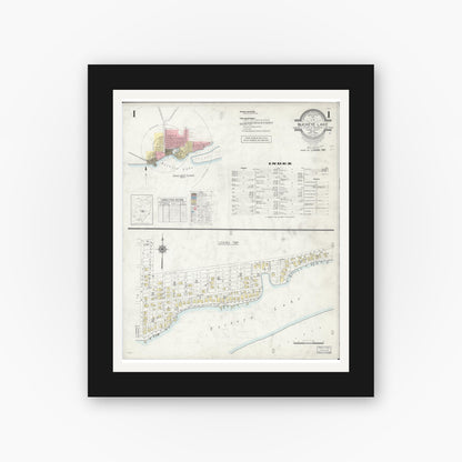 Old map wall art mockup — black gallery frame with white mat — Sanborn Fire Insurance Map from Buckeye Lake, Licking County, Ohio (1946) - Complete Map Set