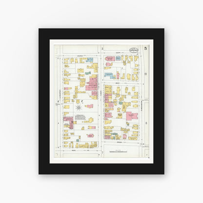 Old map wall art mockup — black gallery frame with white mat — Sanborn Fire Insurance Map from Herkimer, Herkimer County, New York (1900), Sheet #0005