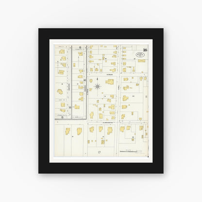 Old map wall art mockup — black gallery frame with white mat — Sanborn Fire Insurance Map from Paris, Lamar County, Texas (1902), Sheet #0016