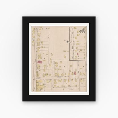 Old map wall art mockup — black gallery frame with white mat — Sanborn Fire Insurance Map from Cochranton, Crawford County, Pennsylvania (1922), Sheet #0004