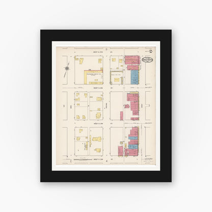 Old map wall art mockup — black gallery frame with white mat — Sanborn Fire Insurance Map from Sweetwater, Nolan County, Texas (1922), Sheet #0002