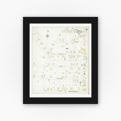 Old map wall art mockup — black gallery frame with white mat — Sanborn Fire Insurance Map from Paulsboro, Gloucester County, New Jersey (1909), Sheet #0006
