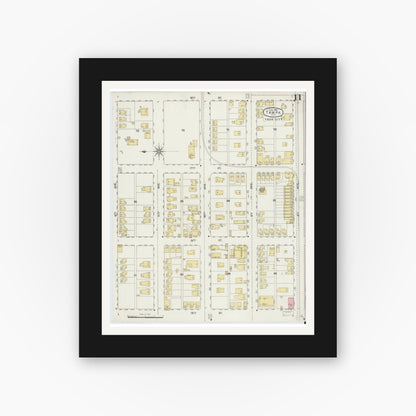 Old map wall art mockup — black gallery frame with white mat — Sanborn Fire Insurance Map from Tampa, Hillsborough County, Florida (1895), Sheet #0015