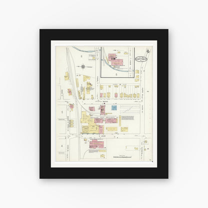 Old map wall art mockup — black gallery frame with white mat — Sanborn Fire Insurance Map from Kennett Square, Chester County, Pennsylvania (1914), Sheet #0006