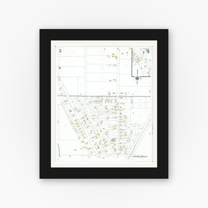 Old map wall art mockup — black gallery frame with white mat — Sanborn Fire Insurance Map from Weston, Wood County, Ohio (1948), Sheet #0005