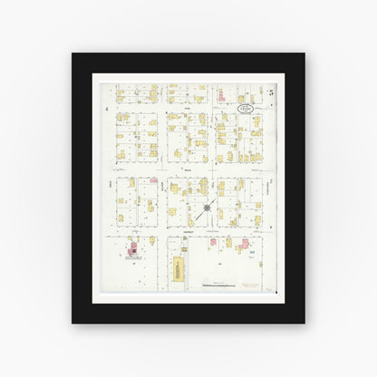 Old map wall art mockup — black gallery frame with white mat — Sanborn Fire Insurance Map from Vevay, Switzerland County, Indiana (1911), Sheet #0005