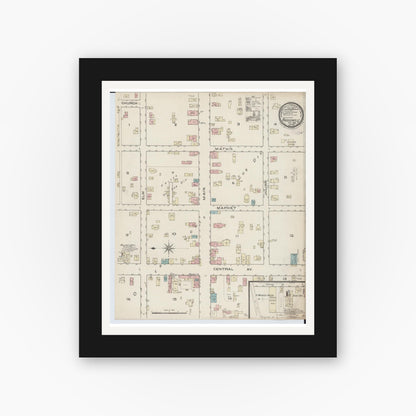 Old map wall art mockup — black gallery frame with white mat — Sanborn Fire Insurance Map from Madisonville, Hamilton County, Ohio (1886), Sheet #0001