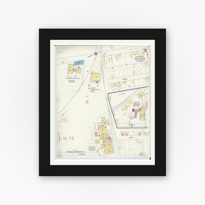 Old map wall art mockup — black gallery frame with white mat — Sanborn Fire Insurance Map from Hillsboro, Highland County, Ohio (1911), Sheet #0002