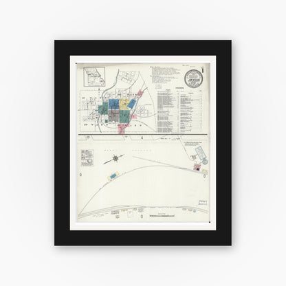 Old map wall art mockup — black gallery frame with white mat — Sanborn Fire Insurance Map from Jackson, Cape Girardeau County, Missouri (1921) - Complete Map Set