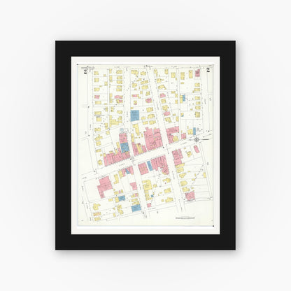 Old map wall art mockup — black gallery frame with white mat — Sanborn Fire Insurance Map from Westerville, Franklin County, Ohio (1933), Sheet #0002