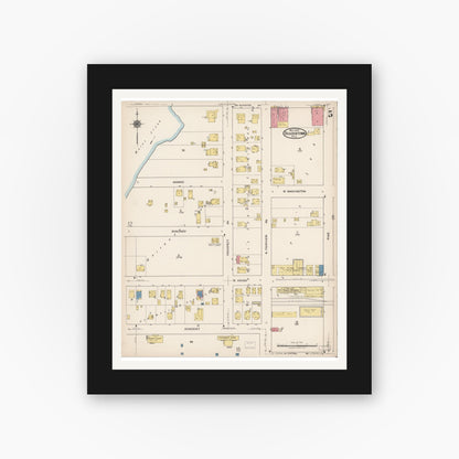 Old map wall art mockup — black gallery frame with white mat — Sanborn Fire Insurance Map from Bradentown, Manatee County, Florida (1922), Sheet #0005