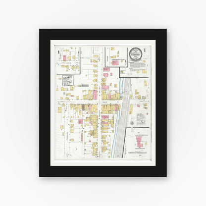 Old map wall art mockup — black gallery frame with white mat — Sanborn Fire Insurance Map from Corning, Perry County, Ohio (1926) - Complete Map Set