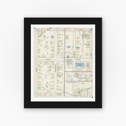 Old map wall art mockup — black gallery frame with white mat — Sanborn Fire Insurance Map from Marquette, Marquette County, Michigan (1884), Sheet #0004