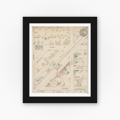 Old map wall art mockup — black gallery frame with white mat — Sanborn Fire Insurance Map from Dwight, Livingston County, Illinois (1885), Sheet #0001