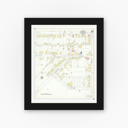 Old map wall art mockup — black gallery frame with white mat — Sanborn Fire Insurance Map from Salem, Columbiana County, Ohio (1909), Sheet #0011