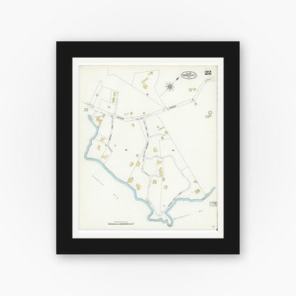 Old map wall art mockup — black gallery frame with white mat — Sanborn Fire Insurance Map from Swampscott, Essex County, Massachusetts (1907), Sheet #0022