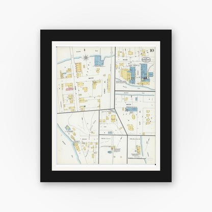 Old map wall art mockup — black gallery frame with white mat — Sanborn Fire Insurance Map from Kankakee, Kankakee County, Illinois (1901), Sheet #0010