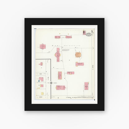 Old map wall art mockup — black gallery frame with white mat — Sanborn Fire Insurance Map from Oxford, Butler County, Ohio (1911), Sheet #0005