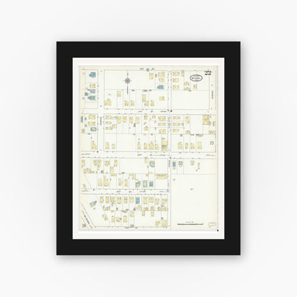 Old map wall art mockup — black gallery frame with white mat — Sanborn Fire Insurance Map from Miami, Dade County, Florida (1914), Sheet #0022